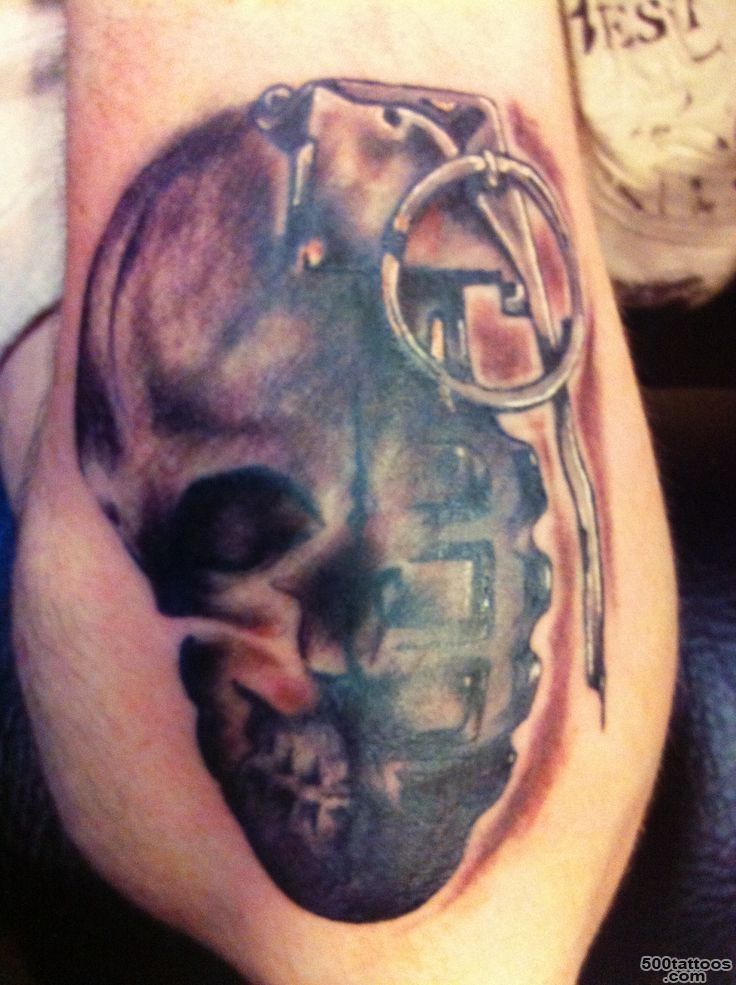 Skullgrenade on lower arm.  grenade tattoo  Pinterest_25
