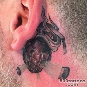 Grenade Tattoo Behind Ear  Best Tattoo Ideas Gallery_26