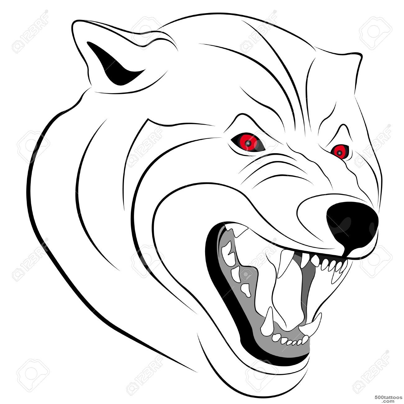 Wolf With A Grin In The Form Of A Tattoo Royalty Free Cliparts ..._49