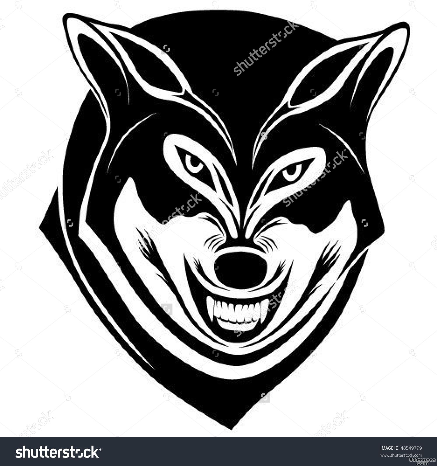 Wolf With A Grin In The Form Of A Tattoo Stock Vector Illustration ..._32