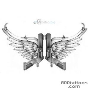 Gun Tattoo – Guns With Angel Wings Design  Tattooshuntercom_34