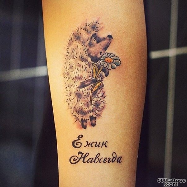 Beautiful color ink hedgehog tattoo on upper arm   Tattooimages.biz_46