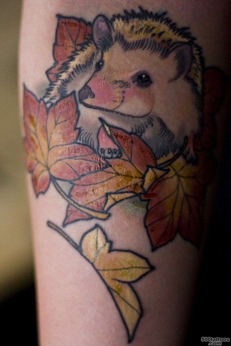 Nice girly pink hedgehog tattoo on arm   Tattooimages.biz_36
