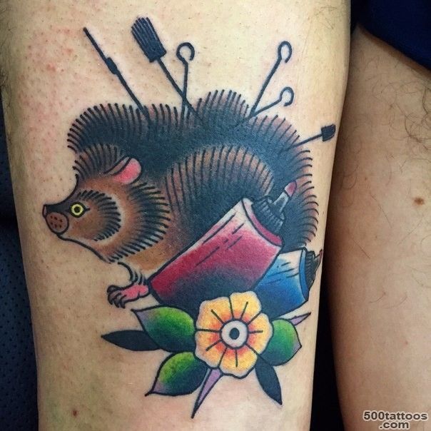 Small cute uncolored hedgehog tattoo   Tattooimages.biz_16