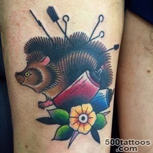 Small cute uncolored hedgehog tattoo   Tattooimagesbiz_16