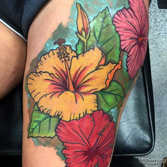 35 Black amp Grey and Colorful Hibiscus Tattoos_12