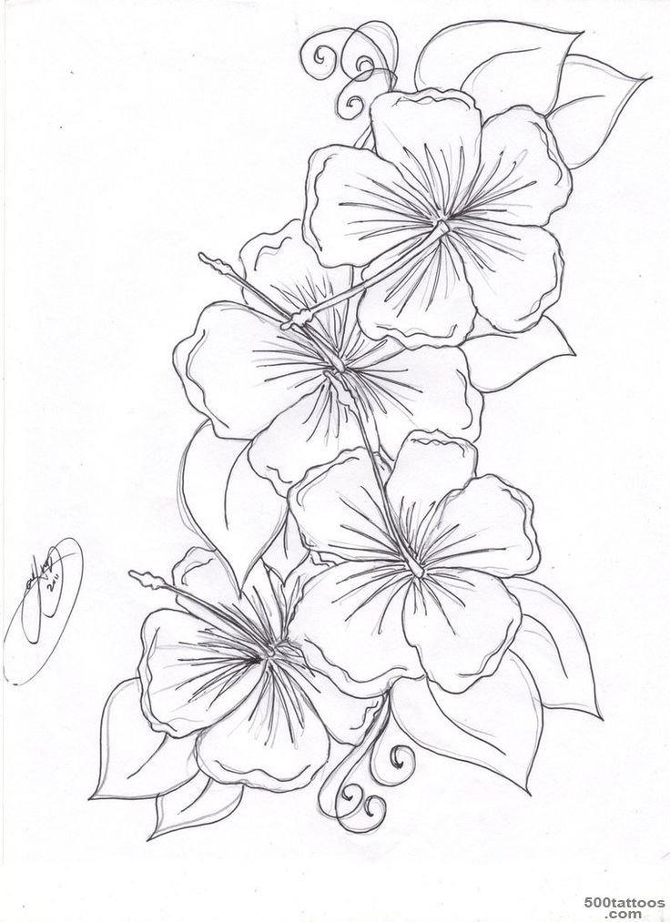 Hibiscus tattoo, the single flower, less swirly, more tribal and ..._32