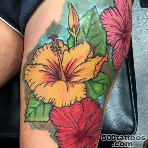 35 Black amp Grey and Colorful Hibiscus Tattoos_12