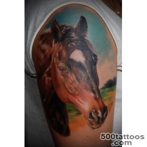 Black and gray horse tattoo on half sleeve   Tattooimagesbiz_22