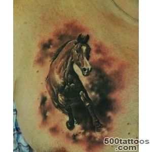 Realistic running horse tattoo on chest   Tattooimagesbiz_25