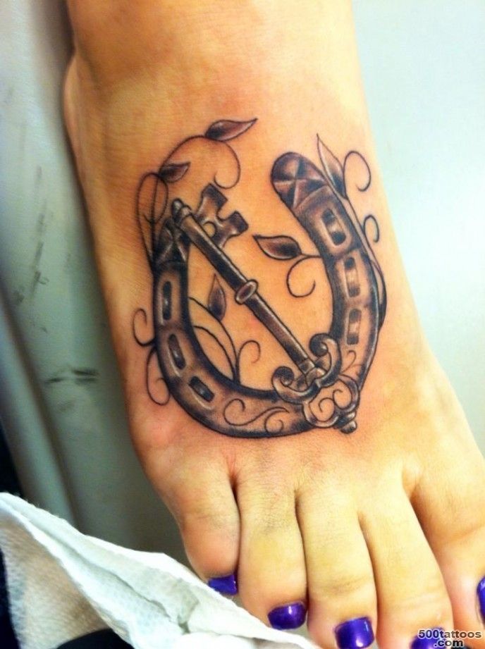 Key Horseshoe Tattoo On Right Foot For Girls  Tattoobite.com_16