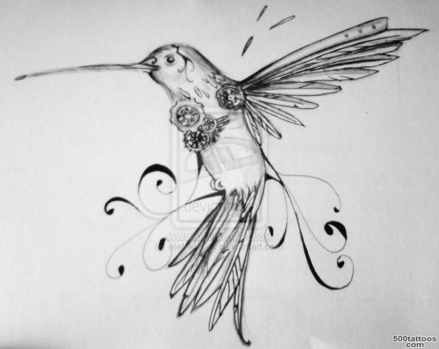 Clockwork Hummingbird Tattoo Design  Tattoobite.com_48