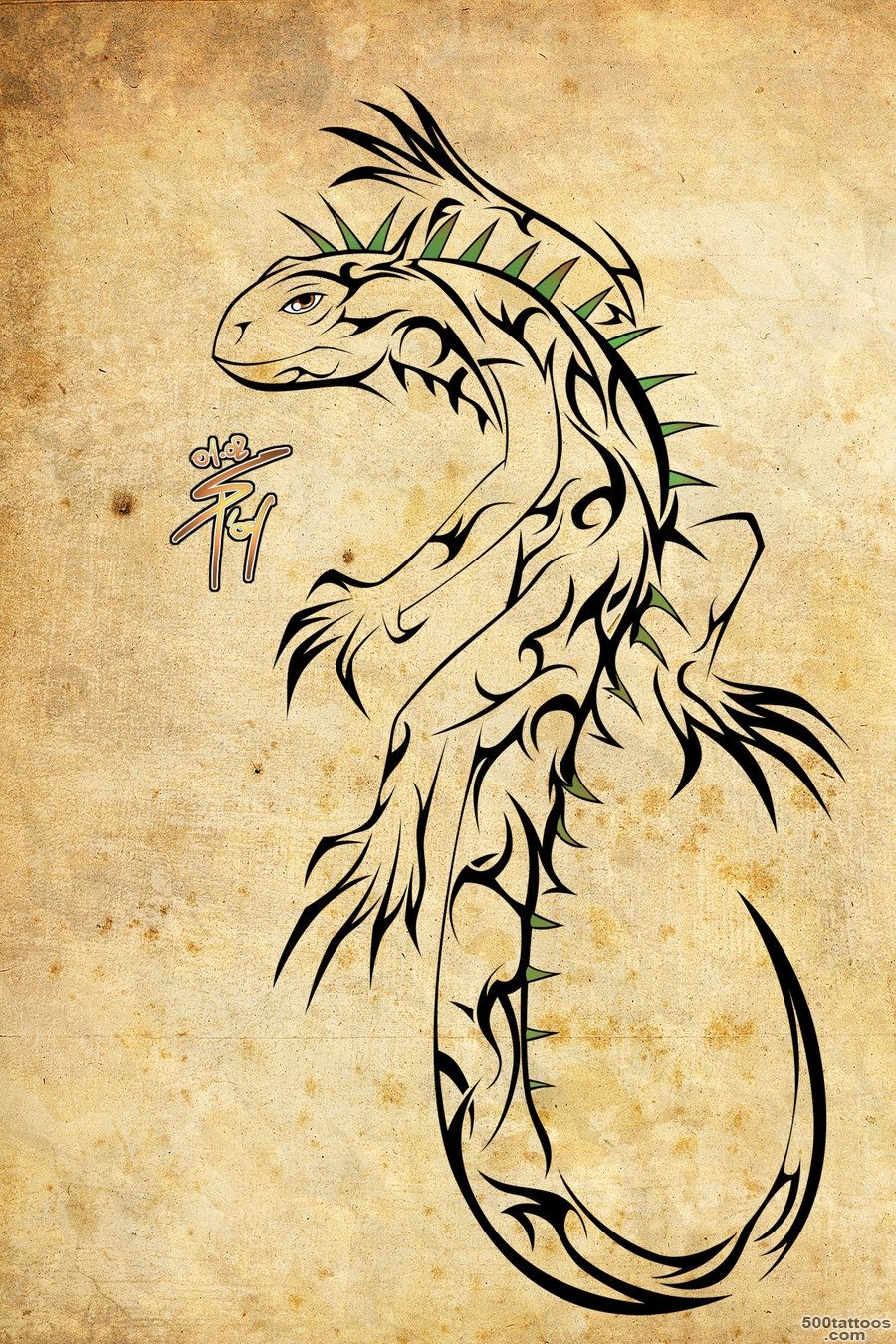Lizard Iguana Tattoo On Back   Tattoes Idea 2015  2016_8