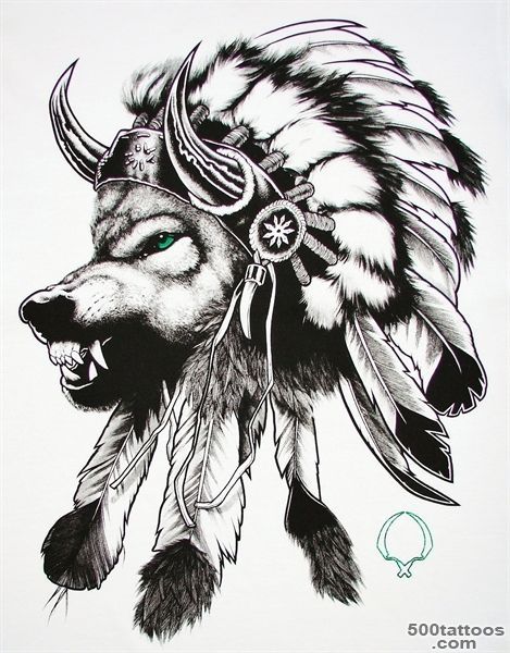 wolf in an Indian headdress tattoo.  Make It Simple, But ..._7