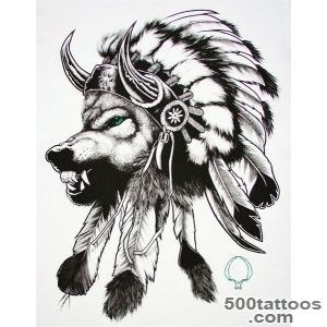 wolf in an Indian headdress tattoo  Make It Simple, But _7