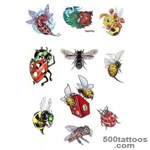 Pin And Insects In The Form Of Tattoos From Separate Fragments A _41