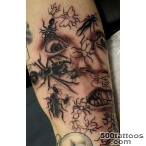 Scared face with insects tattoo   Tattooimagesbiz_25