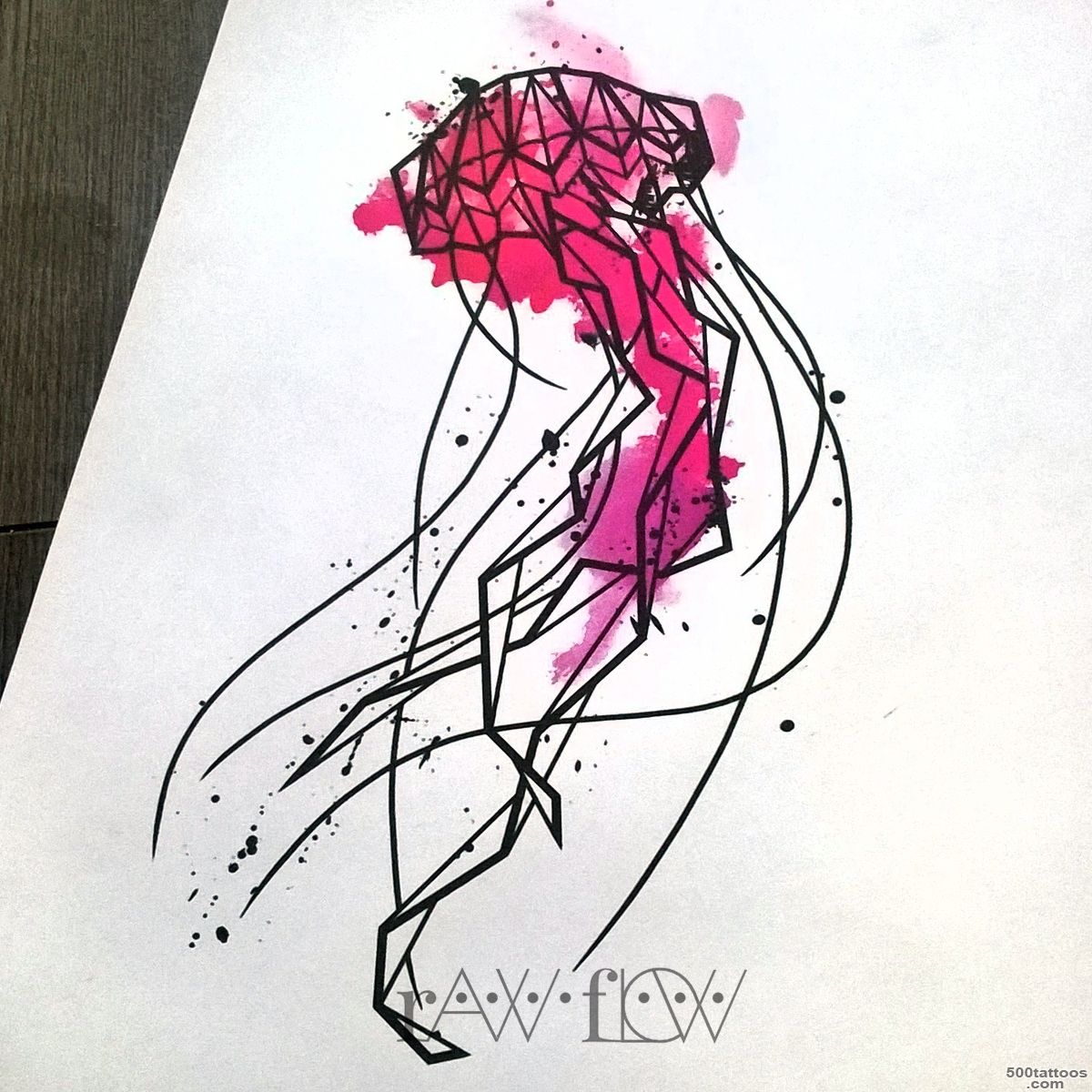 Geometric and watercolor jellyfish tattoo design...   itsrawflow_42