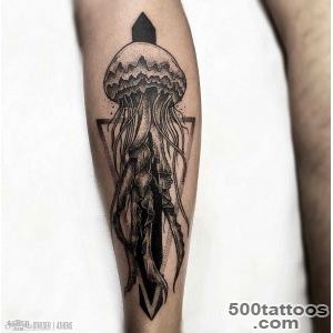 Calf Dotwork Jellyfish Tattoo  Best Tattoo Ideas Gallery_32