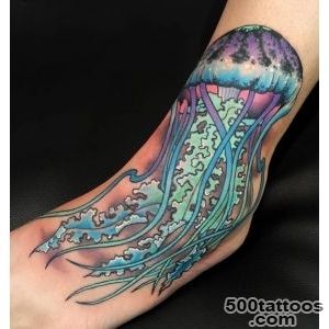 Colorful Jellyfish Foot Tattoo  Best tattoo ideas amp designs_22