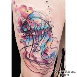 Watercolor Jellyfish Tattoo On Thigh   Tattoes Idea 2015  2016_47