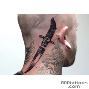 Knife Tattoo On Neck_48