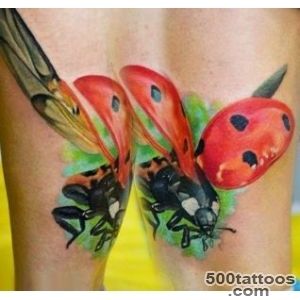 Flying up ladybug tattoo on buttocks   Tattooimagesbiz_17