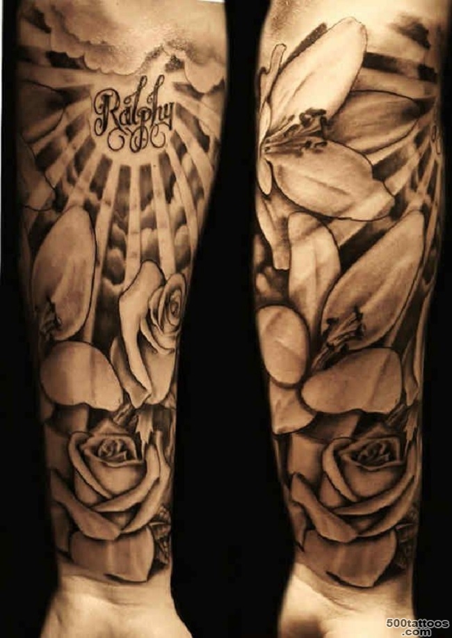 Crisp illustrative leg tattoo design on the upper arm