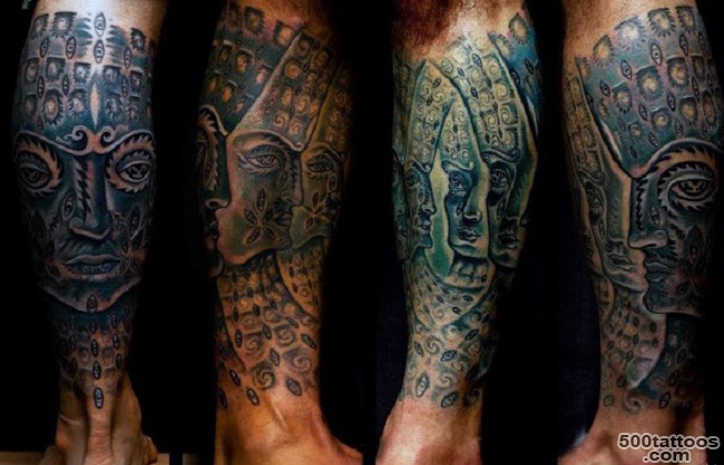 A neo-traditional leg tattoo on the ribs with delicate detail