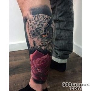 Striking illustrative leg tattoo design on the back