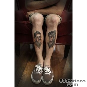 Leg tattoo idea in dotwork style for the calf