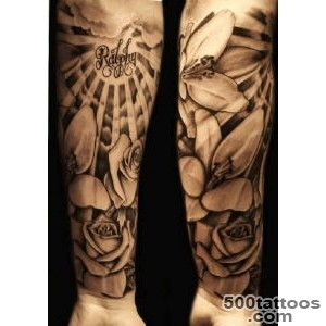 Crisp illustrative leg tattoo design on the upper arm