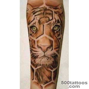 Ornamental leg tattoo featuring dynamic execution on the chest