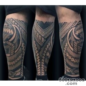 Leg tattoo in artistic geometric style on the thigh