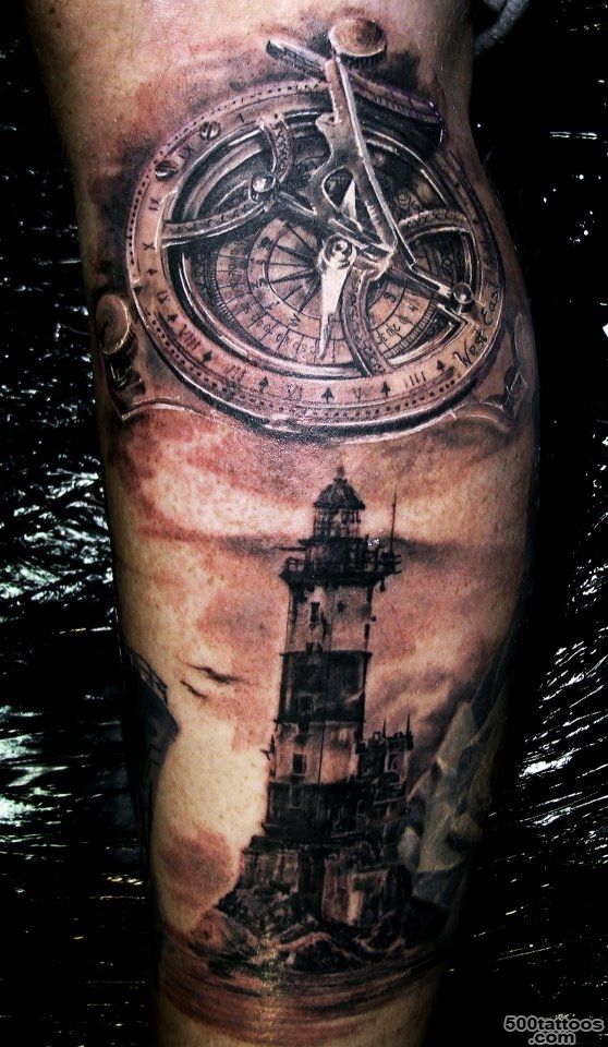 35+ Amazing Lighthouse Tattoos_18