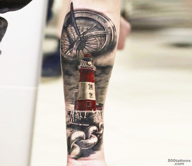 Lighthouse tattoo by Alexander Romashev  No. 2188_44