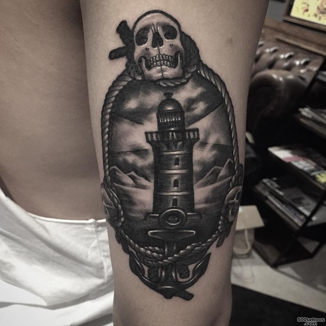 Skull Lighthouse Tattoo on Arm  Best Tattoo Ideas Gallery_50