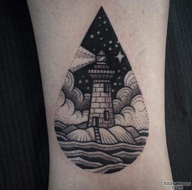 Water Droplet Lighthouse Tattoo by Susanne Konig   TattooBlend_4