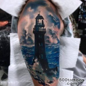 35+ Amazing Lighthouse Tattoos_37