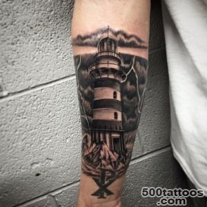 Black and grey lighthouse tattoo by Salvador Diaz at Certified _12