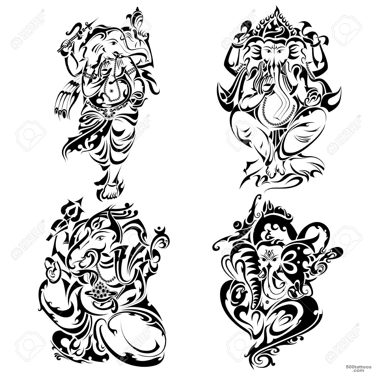 Tattoo Style Lord Ganesha Royalty Free Cliparts, Vectors, And ..._45