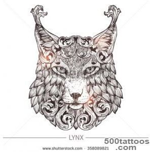 Ornamental Tattoo Lynx Head Highly Detailed Abstract Hand Drawn _28