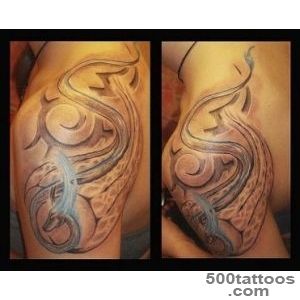 Beautiful tattoo of a thin dragon with magical glow on his head _25