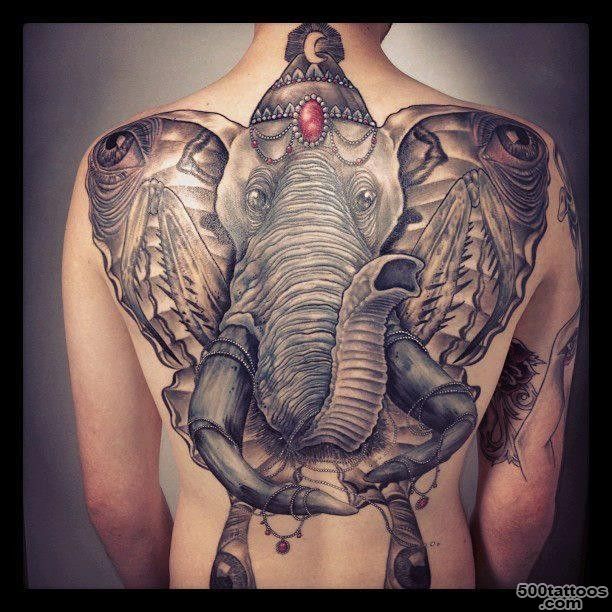 Cool idea of elephant butterfly mantis tattoo on back ..._46