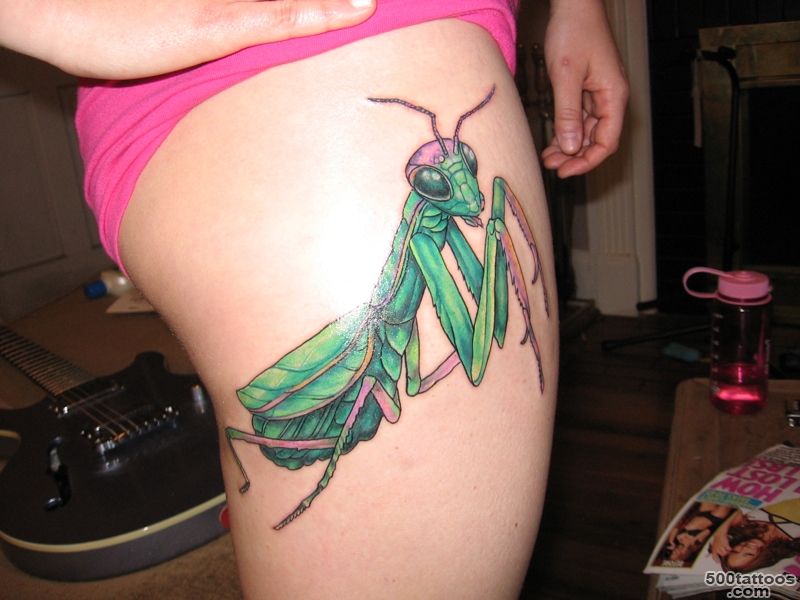 Mantis Tattoo Girl Side Thigh_32