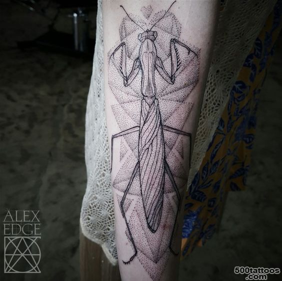 Tattoos  Dotwork Geometric Praying Mantis Tattoo by Alex Edge ..._41
