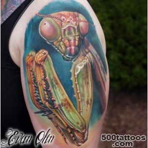 Full color realistic Praying Mantis tattoo by Evan Olin  Tattoos_1