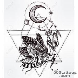 Paraying Mantis Iin Sacred Sign Vintage Style Tattoo Vector _49
