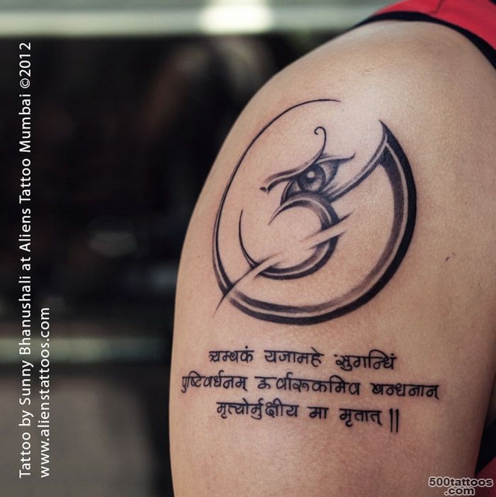 Aum with mantra tattoo by Sunny Bhanushali at Aliens Tattoo Mumbai_2
