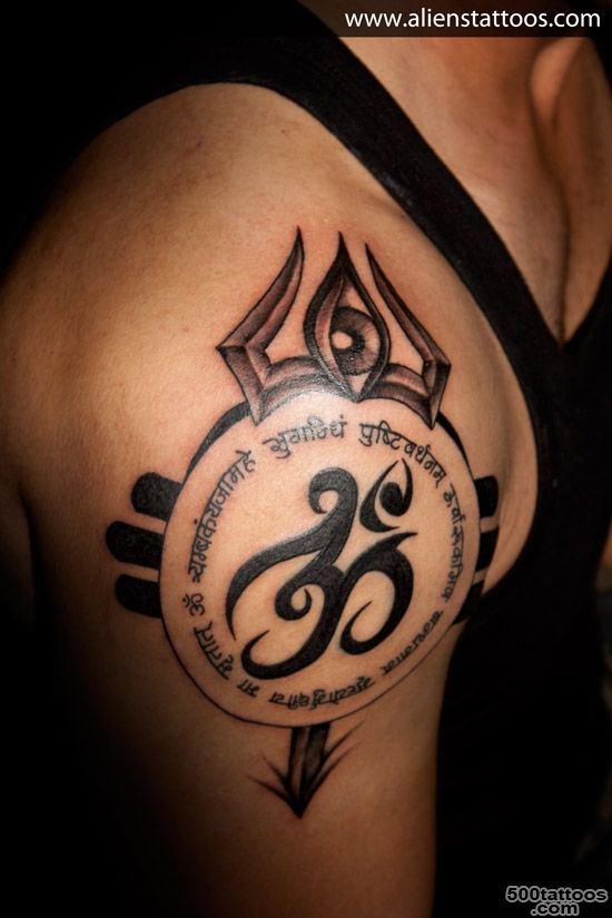 Om with Mantra amp Trishul Tattoo, Inked by Sunny at Aliens Tattoo_47